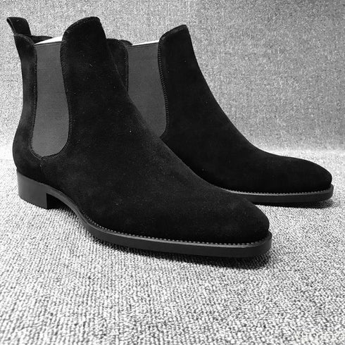 Elegant Velvet Chelsea Boots for Men - Stylish Ankle Dress Footwear